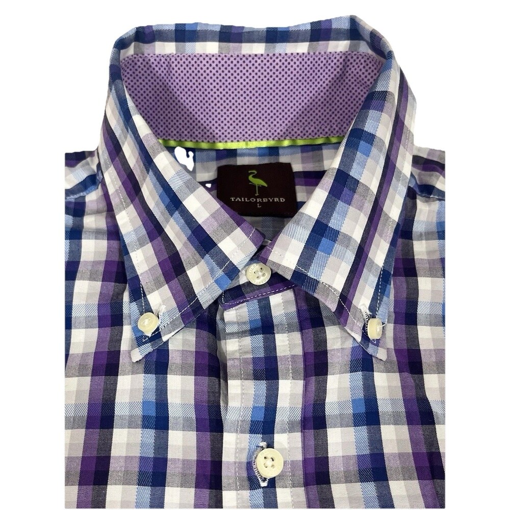 Tailorbyrd Shirt Mens Large Casual Pocket Button Down Plaid Long Sleeve